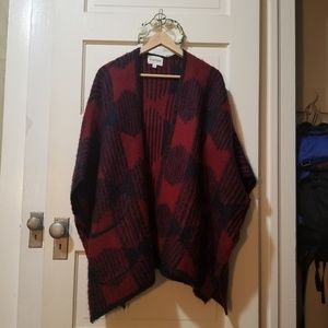 Red and Navy Sweater Poncho